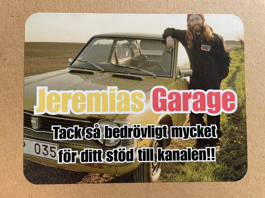 klistermärke jeremias garage ke20